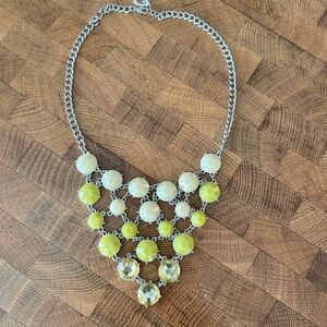 Vibrant Silver and Yellow Statement Necklace
